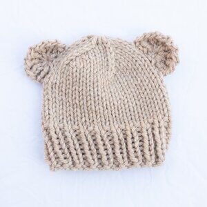 Baby Bear Toddler Taupe Hand Knit Hat